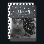 Meowa Christmas Chalkboard Foto Holiday Card Einladung<br><div class="desc">Diese niedliche Weihnachtskarte mit ihrem Foto und den Imitaten goldener Sterne und weißes Katzengesicht auf schwarzem Chalkboard-Hintergrund. Die Rückseite weist einen weißen Hintergrund mit den Druckmustern der Katze auf. Personalisieren Sie Ihre Bedürfnisse. Mehr passende Produkte finden Sie in meinem Geschäft.</div>
