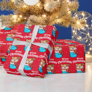 Meowa Christmas Pattern Funny Cat Christmas Wrappi Geschenkpapier