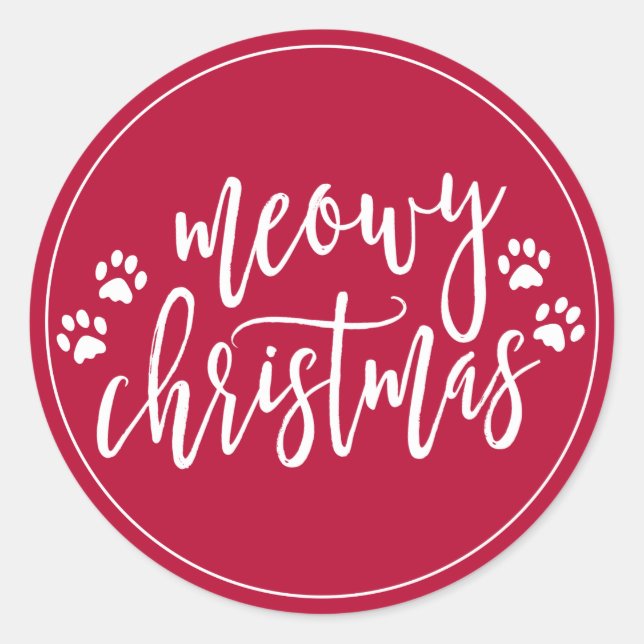Meowa Christmas Red Holiday Umschlag Aufkleber (Vorderseite)