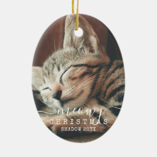 Meowa Weihnachten 2 Foto Zwei Katzen Rustikales Ro Keramik Ornament