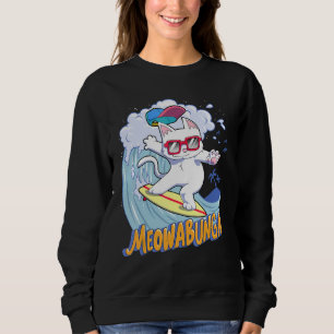 Meowabunga Coole Katze in Brille Cowabunga surft h Sweatshirt