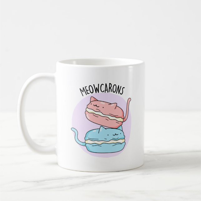 Meowcarons Funny Macaron Pun Kaffeetasse (Links)