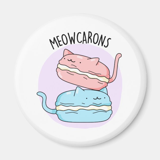 Meowcarons Funny Macaron Pun Magnet (Vorne)