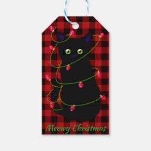 Meowcat Weihnachts-Tinkelleuchten kariert Geschenkanhänger