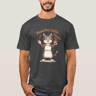 Meowcha Latte Bitte Hipster-Katze Barista Cartoon  T-Shirt
