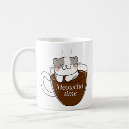 Meowcha Time Chat in Coffee Cup Design Kaffeetasse
