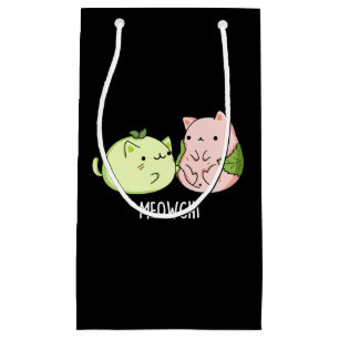 Meowchi Funny Mochi Pun Dark BG Kleine Geschenktüte