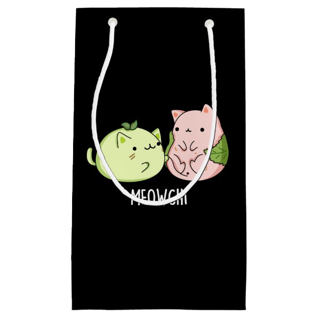 Meowchi Funny Mochi Pun Dark BG Kleine Geschenktüte (Vorderseite)