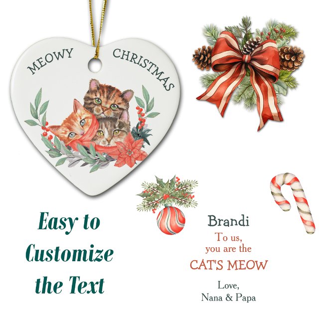 MeowChristmas Niedliche Kitten Wreath Kids Keramik Ornament (Von Creator hochgeladen)
