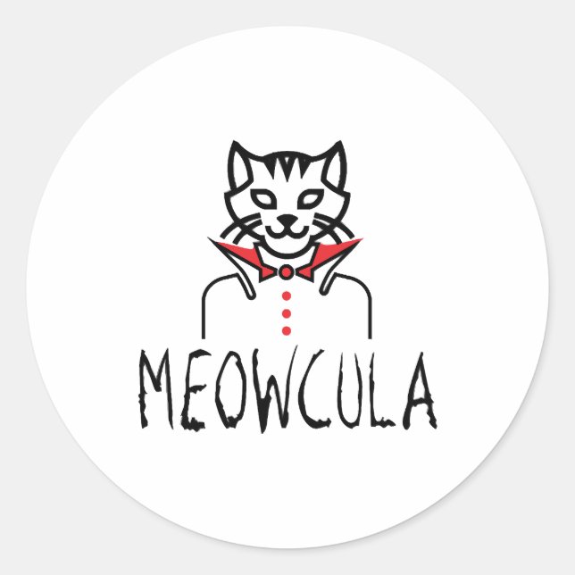 Meowcula Halloween Runder Aufkleber (Vorderseite)