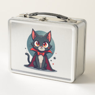 Meowcula Lustige Katze Vampir Dracula Halloween Metall Brotdose