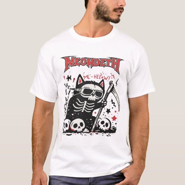 Meowdeth Thrash Cat Doodle Art T-Shirt (Vorderseite)