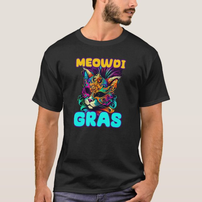 Meowdi Gras Mardi Gras Cat T-Shirt (Vorderseite)