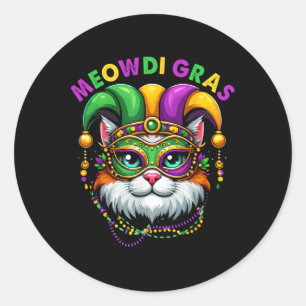 Meowdi Gras Mardi Gras Katzenliebhaber New Orleans Runder Aufkleber