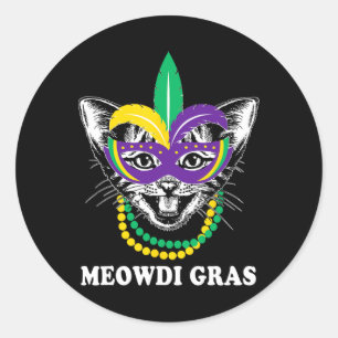 Meowdi Gras Mardi Gras Katzenliebhaber New Orleans Runder Aufkleber