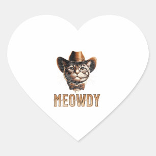 Meowdy Cat Cowboy Cowgirl Men Women Halloween Herz-Aufkleber