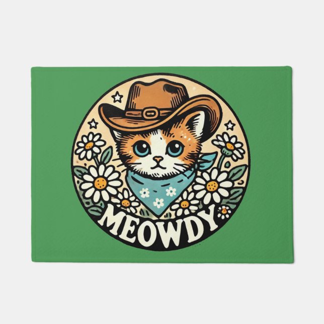 Meowdy Cowboy Kitty Cat Fußmatte (Vorderseite)