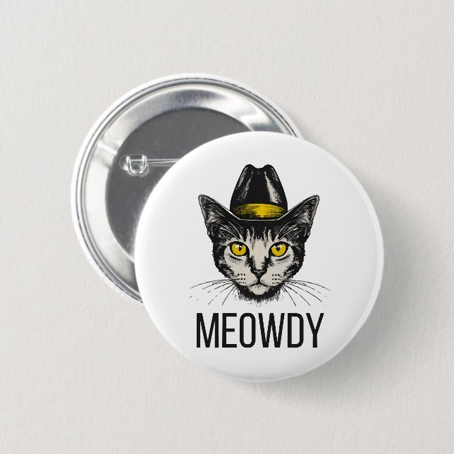 Meowdy Funny Cat Button (Vorne & Hinten)