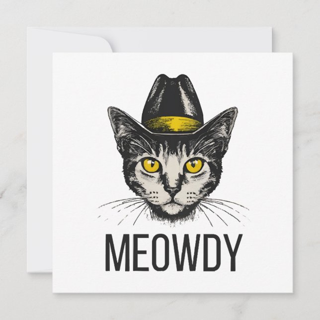 Meowdy Funny Cat Einladung (Vorderseite)