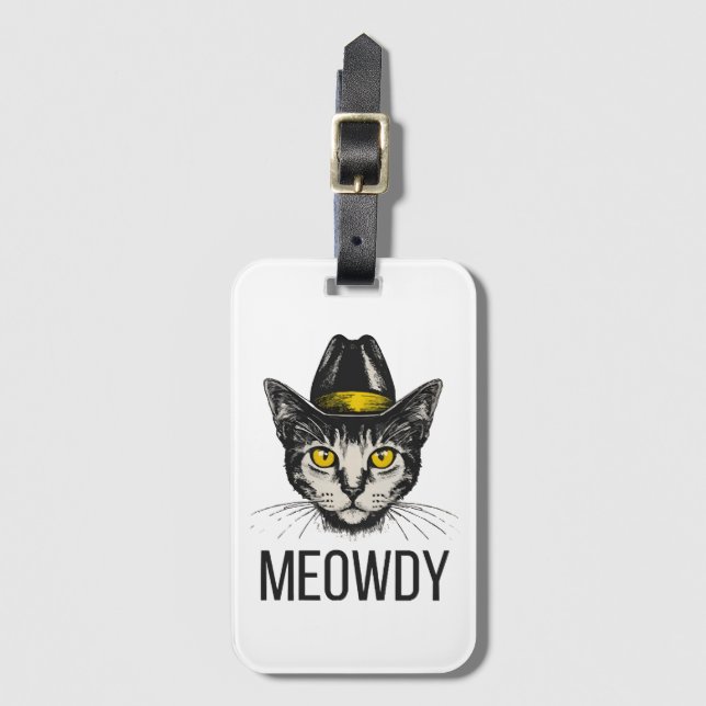 Meowdy Funny Cat Gepäckanhänger (Vorderseite Vertikal)
