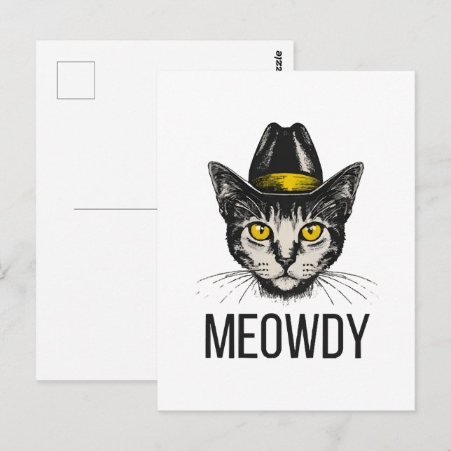 Meowdy Funny Cat Postkarte (Vorne/Hinten)