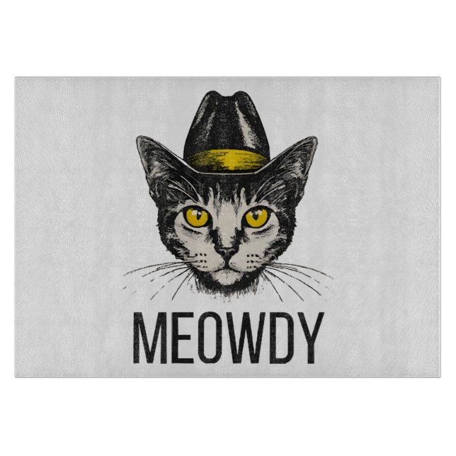 Meowdy Funny Cat Schneidebrett (Vorderseite)