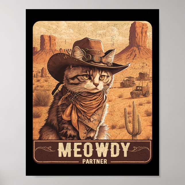 Meowdy! Funny Country Music Cat Cowboy Hat Poster (Vorne)