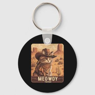Meowdy! Funny Country Music Cat Cowboy Hat Poster Schlüsselanhänger