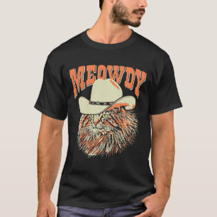 Meowdy Funny Country Music Chat Cowboy Hat Vintag T-Shirt