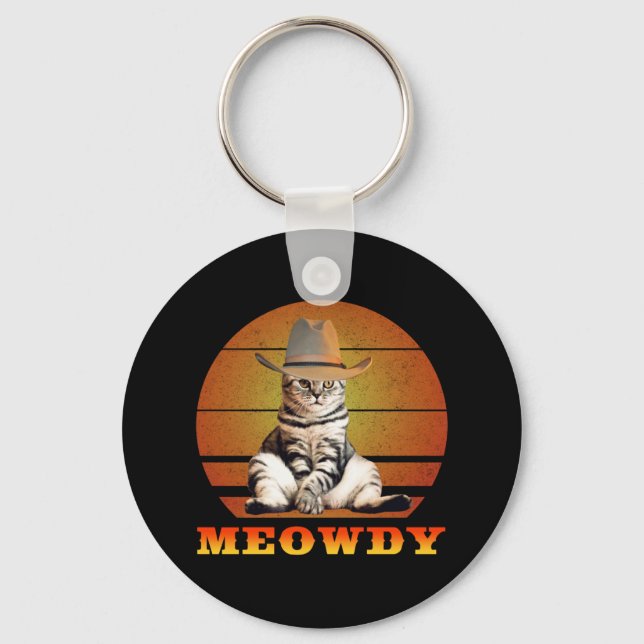 Meowdy Funny Cowboy Cat Schlüsselanhänger (Vorderseite)
