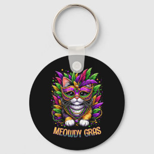 Meowdy Gras Cat Kitten Masquerade Mardi Gras Beads Schlüsselanhänger