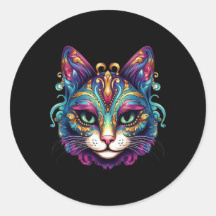 Meowdy Gras Cats Lover Kitten Kitty Mardi Gras Cat Runder Aufkleber