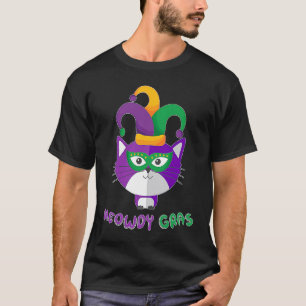 Meowdy Gras Mardi Gras Katze mit Hut und Maske T-Shirt