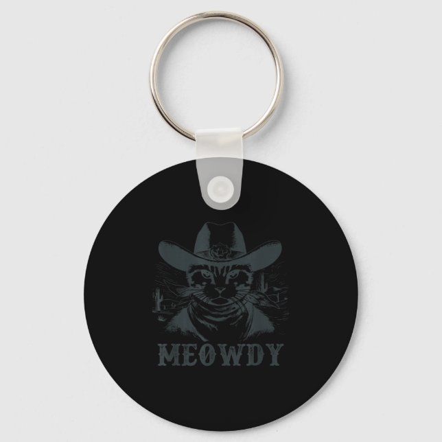 Meowdy - Mashup Between Meow And Howdy - Funny Cat Schlüsselanhänger (Vorderseite)