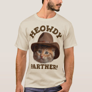Meowdy Partner Niedlich Pet Cat Cowboy Spaß T-Shirt
