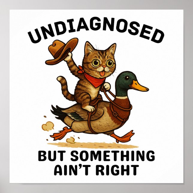 Meowdy Partner Poster, Funny Cowboy Cat Dark Print Poster (Vorne)