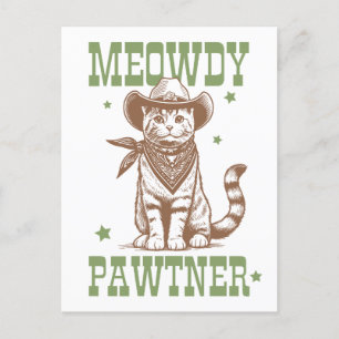 Meowdy Pawtner Cowboy Cat Postkarte