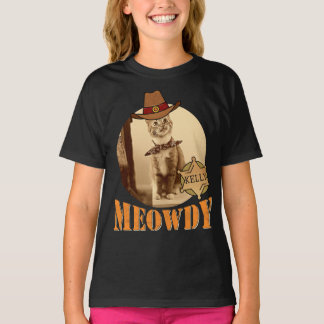 Meowdy Texan Cat Cowboy Sheriff Personalisiert T-Shirt