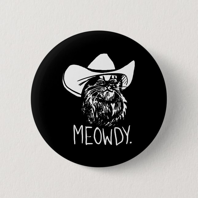 Meowdy Texas Cat Meme Button (Vorderseite)