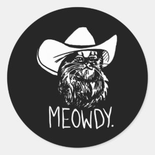 Meowdy Texas Cat Meme Runder Aufkleber
