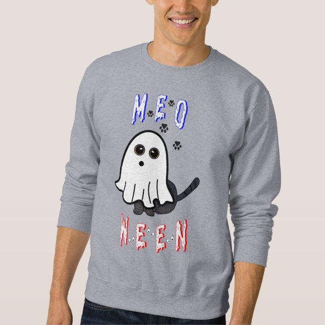 Meoween Ghost Kitten 31 Cat USA Oktober Halloween Sweatshirt (Vorderseite)