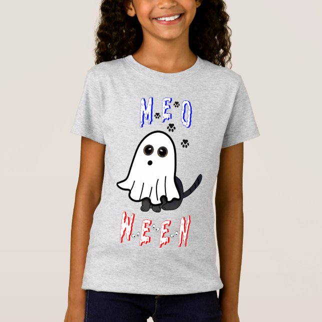 Meoween Ghost Kitten 31 Cat USA Oktober Halloween T-Shirt (Vorderseite)