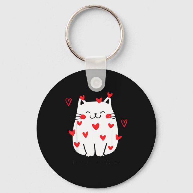 Meowentine Cute Cat Valentines Day Men Women Cat D Schlüsselanhänger (Vorderseite)