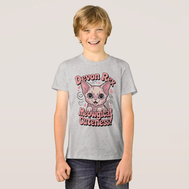Meowgical Cuteness - Kawaii Devon Rex Cat Tri-Blend Shirt (Vorderseite voll)