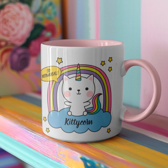 Meowgical Niedlich Caticorn Rosa Cartoon Tasse (Two of the cutest animals (kitten and a unicorn) come together to make...the Kittycorn! )