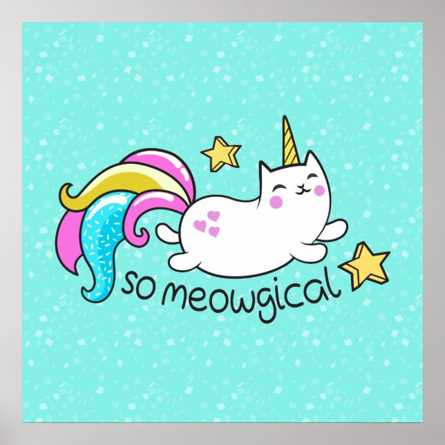 Meowgical Niedlich Unicorty Kitty Glitzer Glitzern Poster (Vorne)