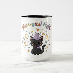 Meowgical Night Niedlich Halloween Tri-Blend Shirt Tasse