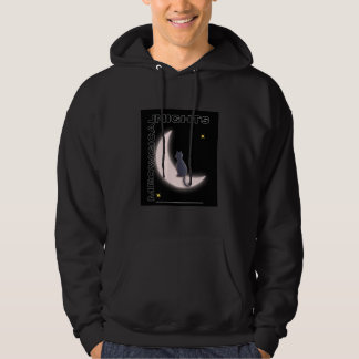 Meowgical Nights Cat on Crescent Moon - Whimsical Hoodie