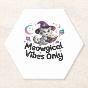 Meowgical Vibes Only, schwebende Kawaii-Hexenkatze Untersetzer