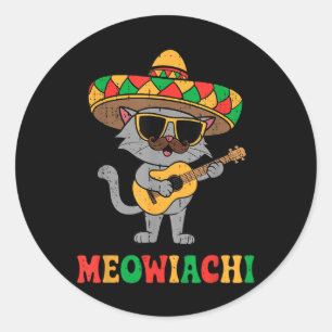 Meowiachi Cat Mariachi Funny Cinco De Mayo Mexican Runder Aufkleber